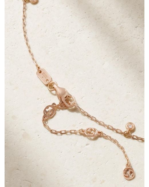 Gucci Natural Interlocking G Kette Aus 18 Karat Roségold Mit Diamanten