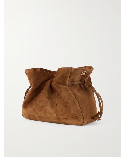 Saint Laurent Brown Jamie Quilted Suede Shoulder Bag