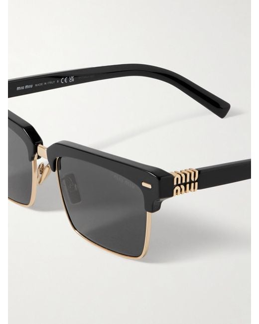 Miu Miu Black Square-Frame Acetate And-Tone Sunglasses
