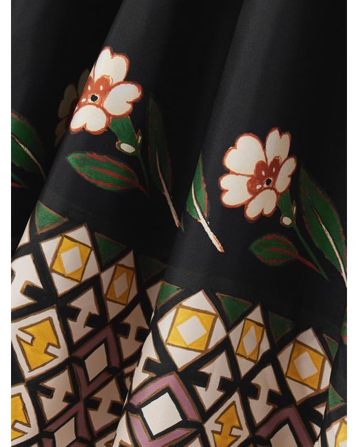 LaDoubleJ Black Magnifico Maxikleid Aus Bedrucktem Seiden-Twill Zum Binden