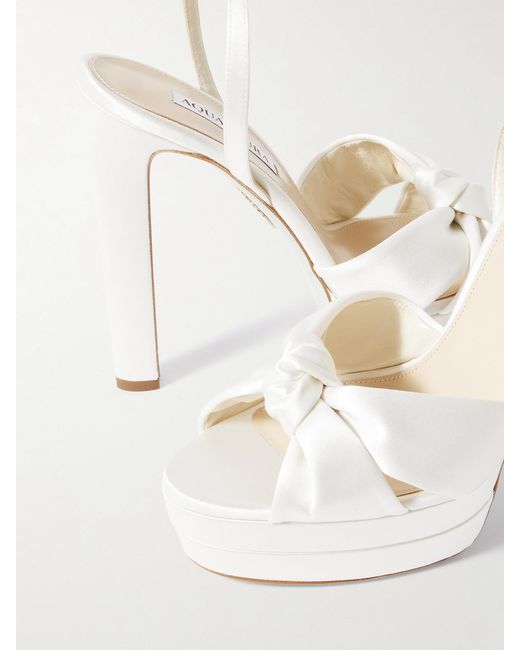 Aquazzura Natural Cupid Plateau 130 Knotted Satin Platform Sandals
