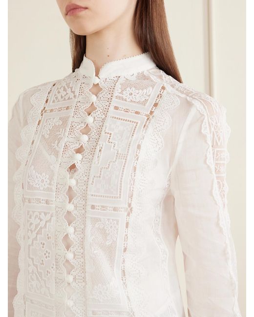 Zimmermann Natural Aster Embroidered Blouse
