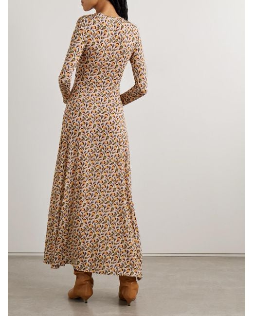 Ulla Johnson Natural Amari Maxikleid Aus Bedrucktem Stretch-Jersey
