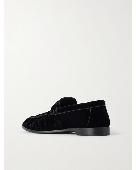Saint Laurent Black Le Loafer 05 Cassandre-Embellished Suede Loafers