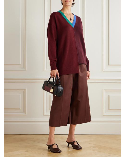 Loewe Red Asymmetrischer Cardigan Aus Einer Wollmischung Mit Stickerei