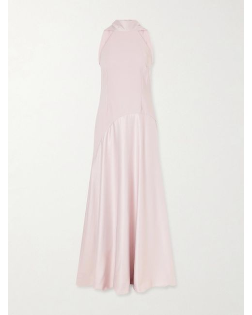 Solace London Pink Cece Cape-Effect Crepe And Satin Gown