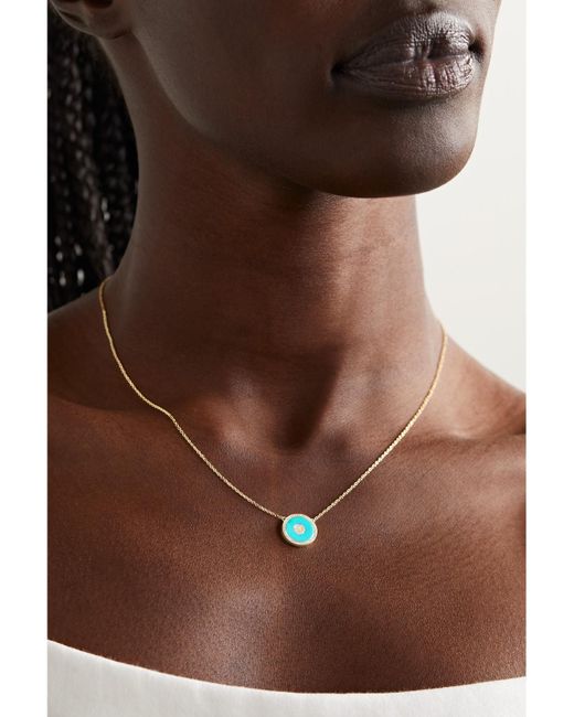 Jennifer Meyer Natural Mini Evil Eye 18-karat Gold, Turquoise And Diamond Necklace