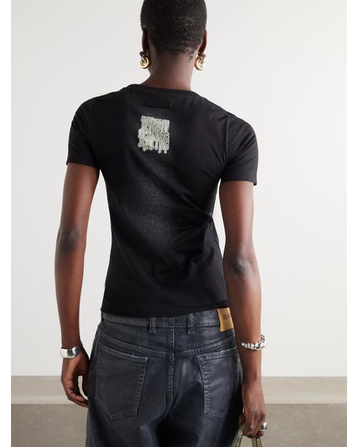 Jean Paul Gaultier Black T-Shirt Aus Baumwoll-Jersey Mit Prints