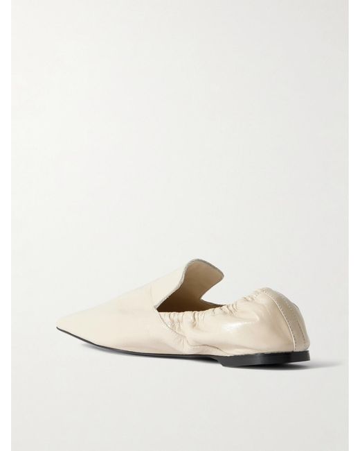 Totême White Gathered Leather Loafers