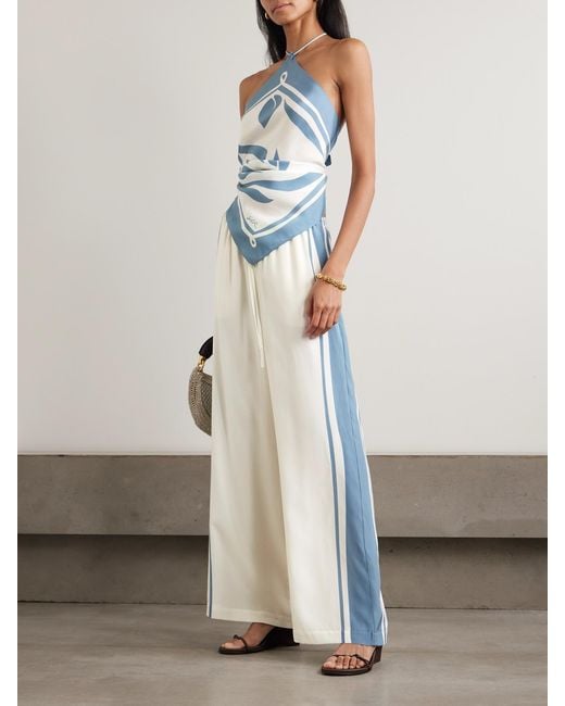 Sir White Lilou Striped Silk Wide-Leg Pants