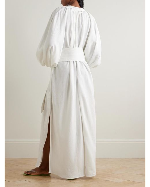 Marrakshi Life White Touareg Oversized Gathered Cotton-Blend Piqué Maxi Dress