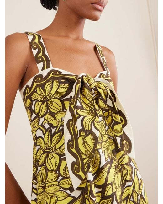 ALÉMAIS Metallic Mona Printed Hemp Midi Dress