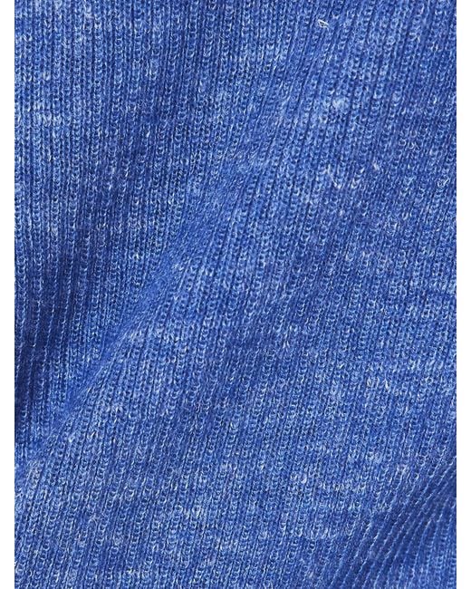 Gabriela Hearst Blue Aiste Ribbed Cashmere, Silk And Hemp-Blend Cardigan