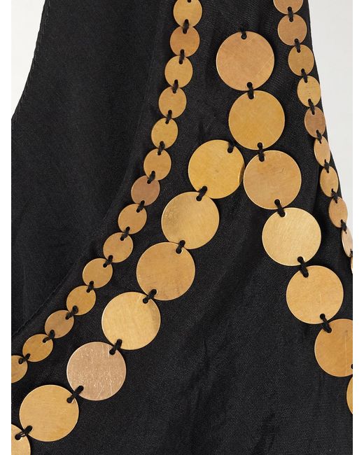 Alix Of Bohemia Black Adele Gilded Coin Embellished Silk-Faille Midi Dress