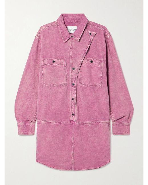 Isabel Marant Pink Ilaya Paneled Denim Mini Dress