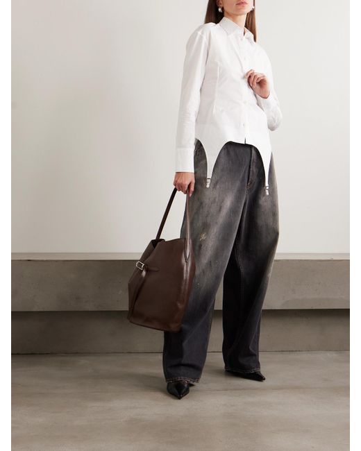 Jean Paul Gaultier White Embellished Stretch-Cotton Shirt