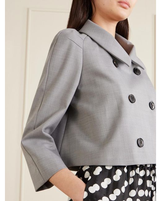 Dries Van Noten Gray Cropped Doubel-Breasted Grain De Poudre Jacket