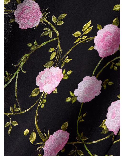 Giambattista Valli Black Pussy-Bow Floral-Print Silk-Chiffon Blouse