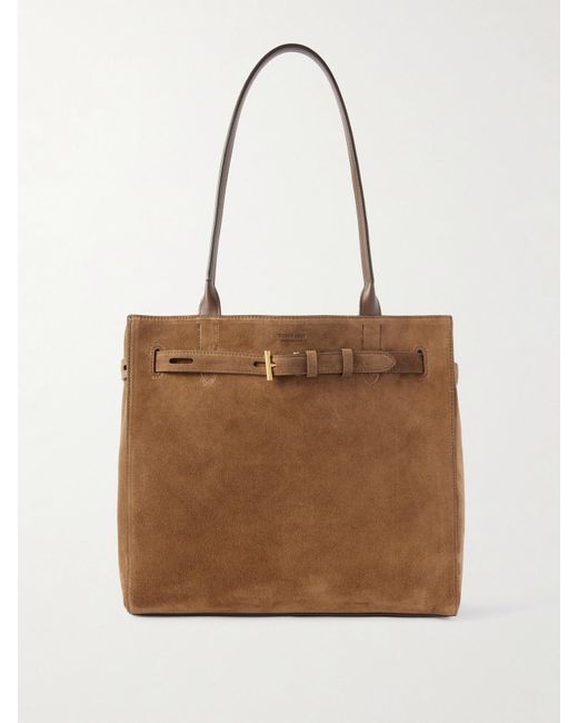Tom Ford Natural Leather-Trimmed Suede Tote