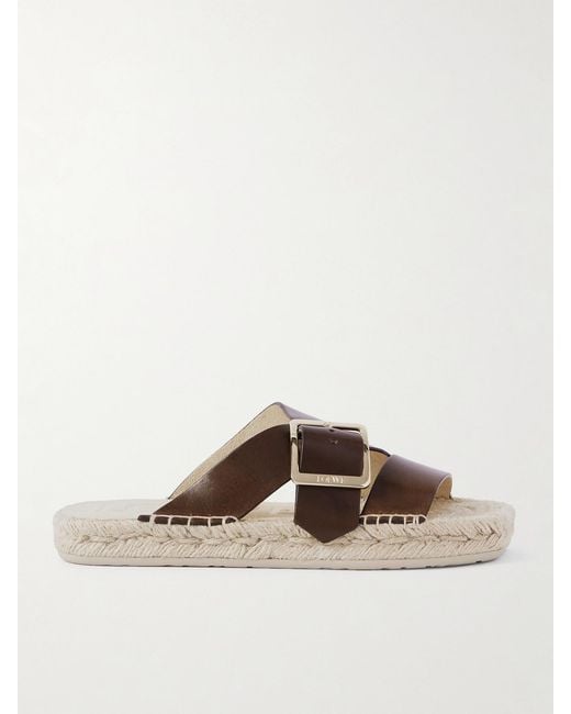 Loewe Brown Paula's Ibiza Leather Platform Sandals