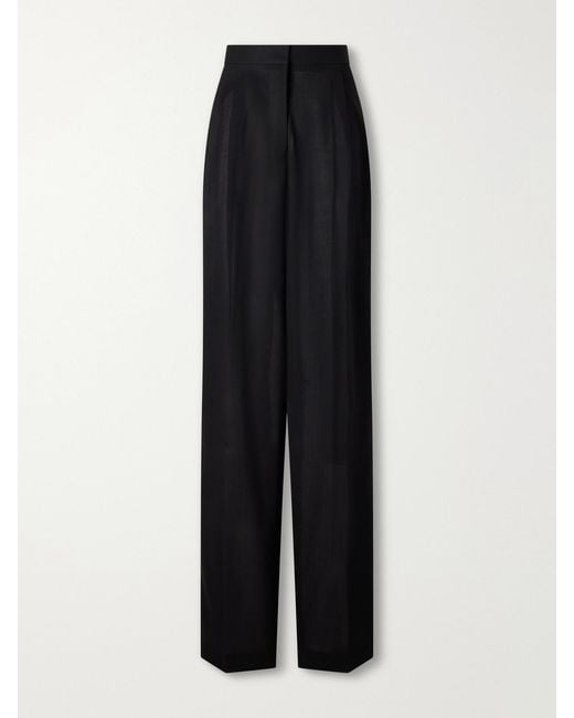 Tom Ford Black Wool Wide-Leg Pants