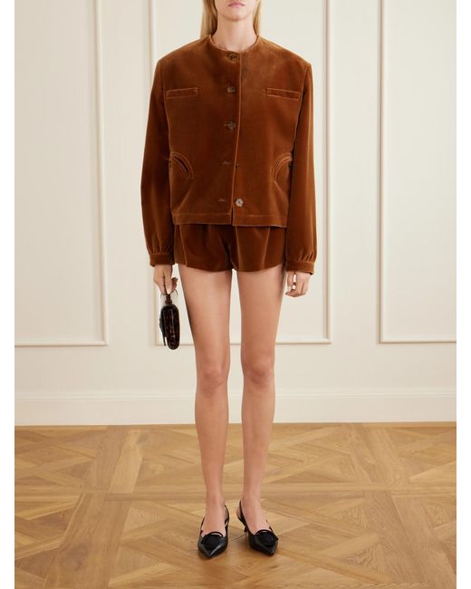 Blazé Milano Brown Tinker Cotton-Velvet Shorts