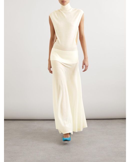 Alaïa Natural Wool-Blend Turtleneck Bodysuit