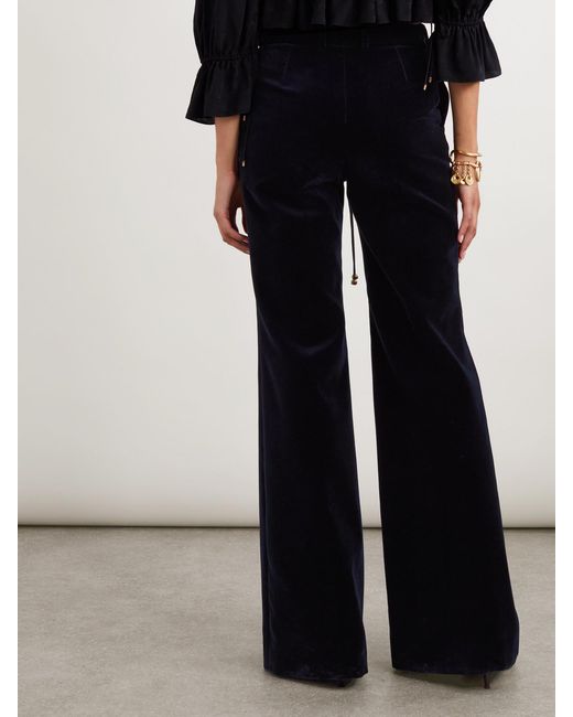 Chloé Black Cotton-Velvet Wide-Leg Pants