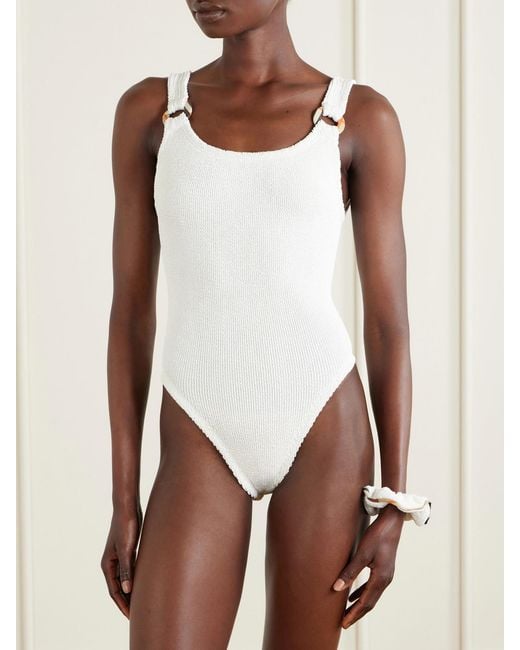 Burberry White Hunza G Domino Original Crinkle Swimsuit