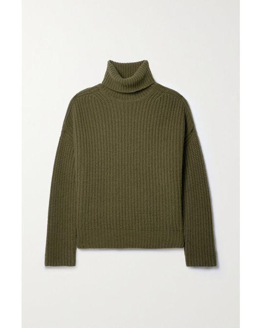 La Ligne Toujours Ribbed Cashmere Turtleneck Sweater in Green | Lyst