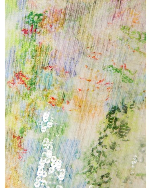 Aje. Metallic Dahlia Floral-Print Sequined Mesh Mini Skirt