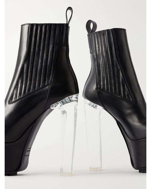 Rick Owens Black Beatle Kiss Leather Ankle Boots