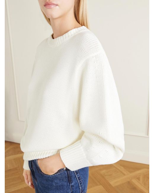 Totême White Oversized Organic Cotton-Blend Sweater