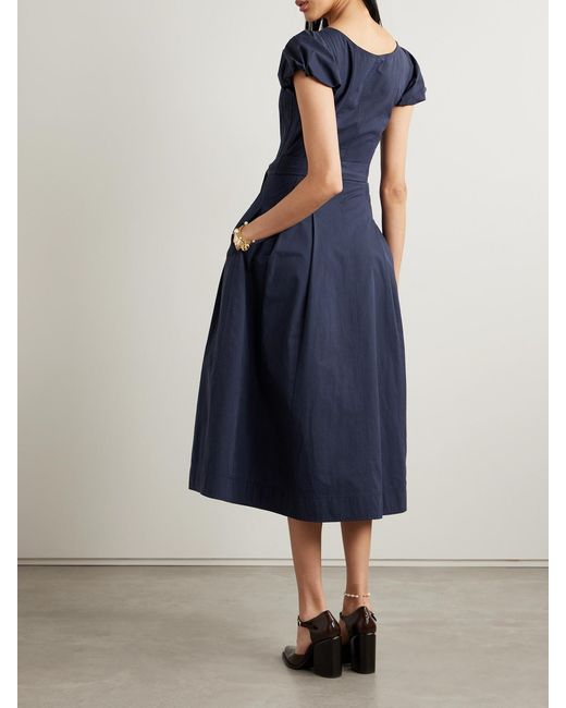 Ulla Johnson Blue Rhea Belted Cotton Midi Dress
