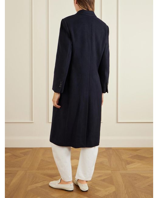 Theory Blue Double-Breasted Wool-Blend Coat