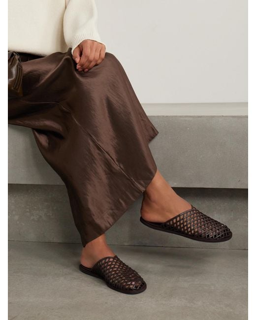 Neous Black Atik Leather Slippers