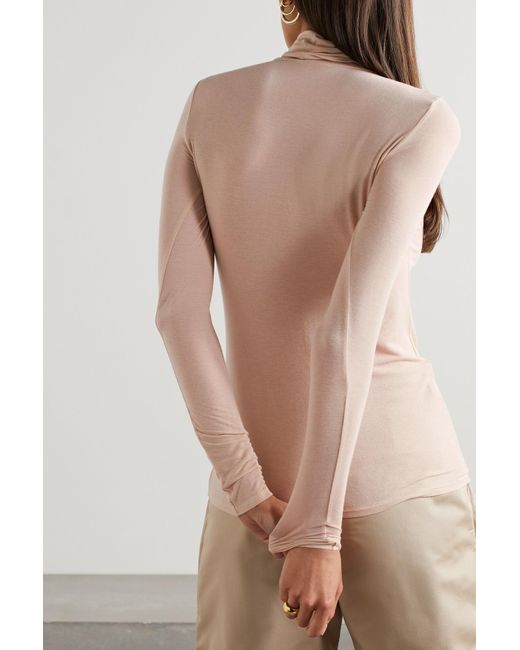 Commando Stretch-modal And Cashmere-blend Turtleneck Top in Pink