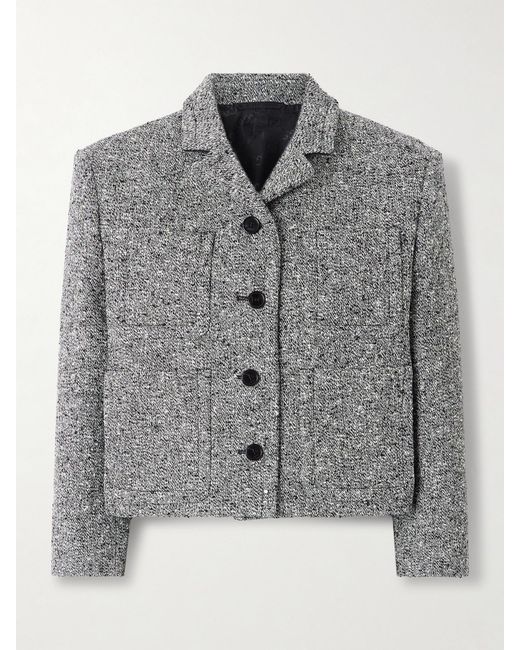 Gucci Gray Cotton-Blend Tweed Jacket