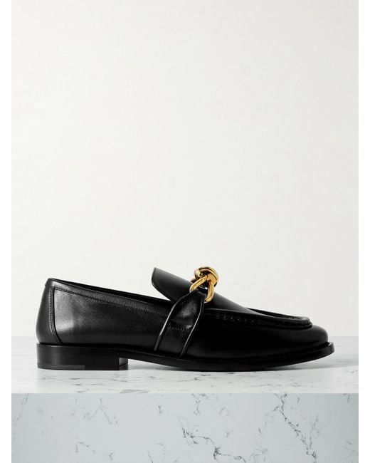 Bottega Veneta Black Astaire Embellished Leather Loafers