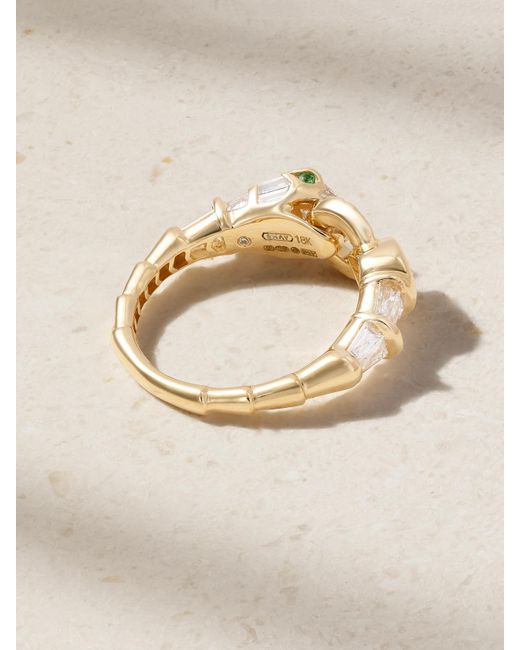 SHAY Natural Serpentine 18-Karat, Diamond And Garnet Ring