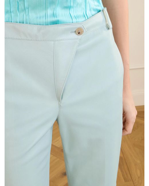 Chloé Blue High-Rise Paneled Leather Straight-Leg Pants