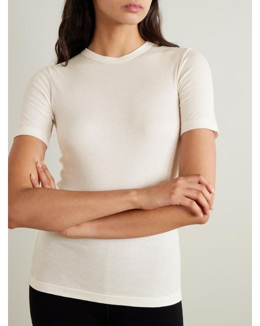 Totême  Natural T-Shirt Aus Rippstrick