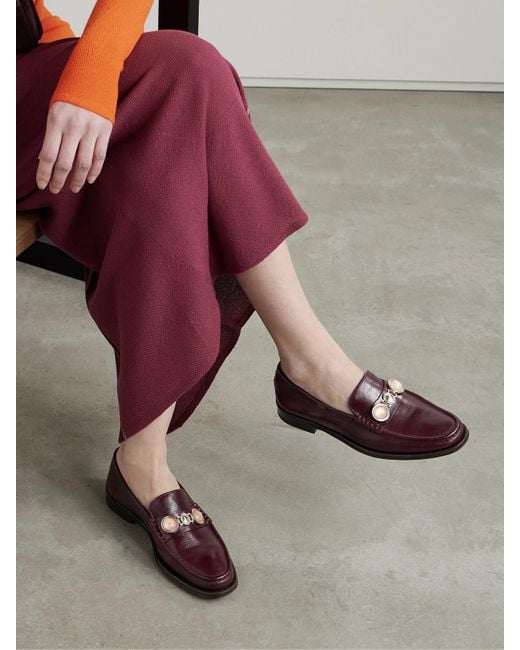 Gabriela Hearst Brown Melchora Embellished Leather Loafers