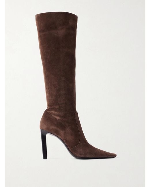 Saint Laurent Brown Francoise 95 Suede Knee Boots