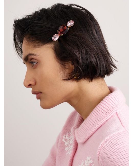 Jennifer Behr Pink Adrienne-Tone Crystal Hair Clip