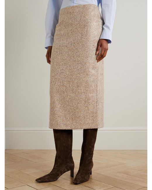Blazé Milano Natural Sussex Alpaca And Wool-Blend Midi Skirt