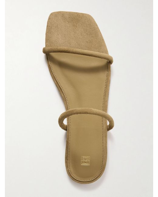 Totême  White The Minimalist Suede Sandals