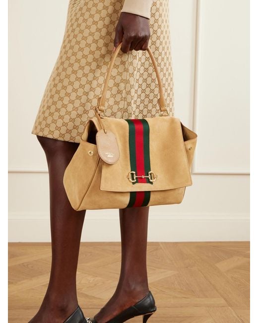 Gucci Natural Paparazzo Medium Suede Shoulder Bag