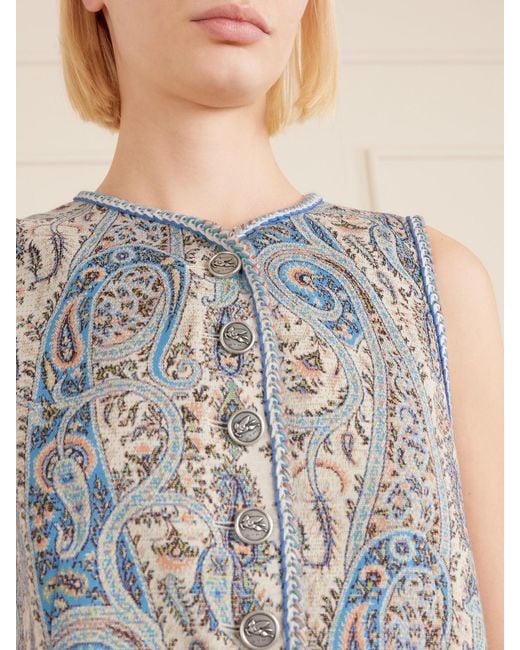 Etro Blue Weste Aus Jacquard Aus Einer Baumwollmischung Mit Paisley-Muster