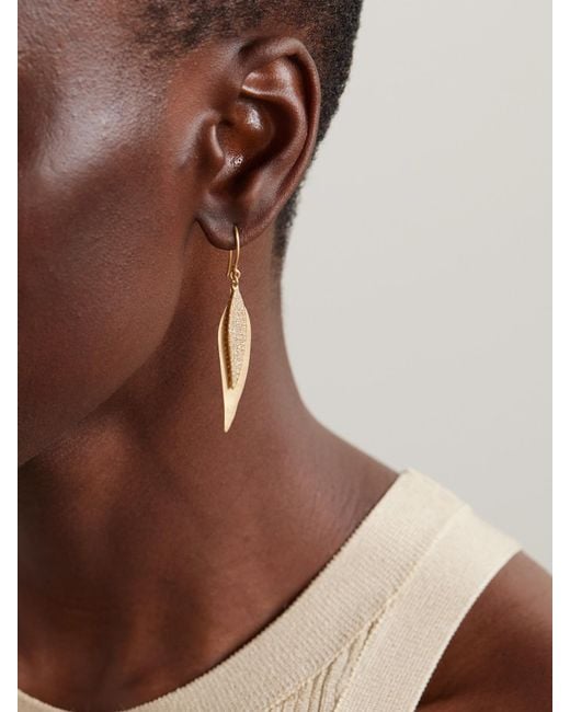 Ileana Makri Natural Falling Leaves 18-Karat Diamond Earrings
